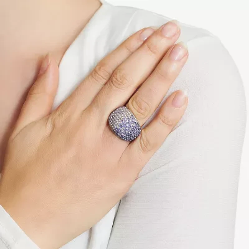 Sparkle Allure Womens Purple Crystal Pure Silver Over Brass Dome Cocktail Ring