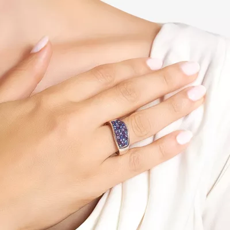 Sparkle Allure Womens Crystal Pure Silver Over Brass Band