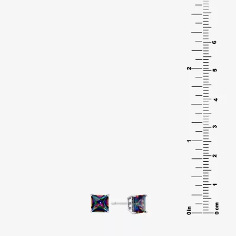 Silver Treasures Mystic Fire Cubic Zirconia Sterling Silver 7.8mm Stud Earrings