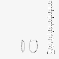 Silver Treasures Womens Crystal Sterling Silver 18mm Hoop Earrings