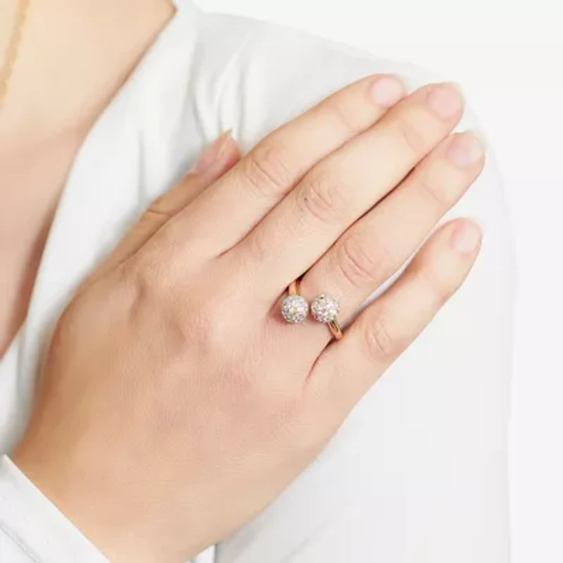 Sparkle Allure Womens Mystic Fire Crystal 14k Rose Gold Over Brass Bypass  Cocktail Ring
