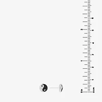 Silver Treasures Black Crystal Sterling Silver 8.1mm Yin Yang Stud Earrings