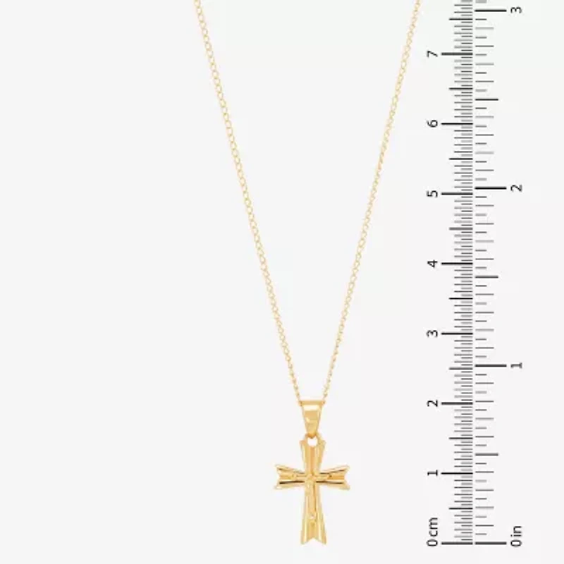 Girls 14K Gold Cross 13 Inch Pendant Necklace