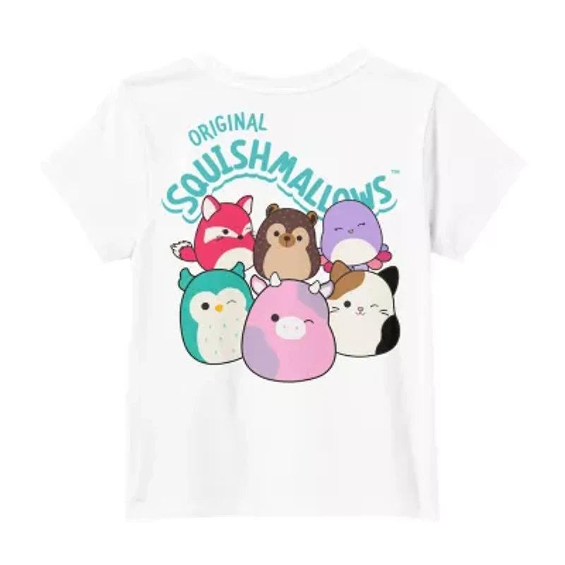 Little & Big Kid Girls Round Neck Short Sleeve Regular Fit Squishmallows Graphic T-Shirt