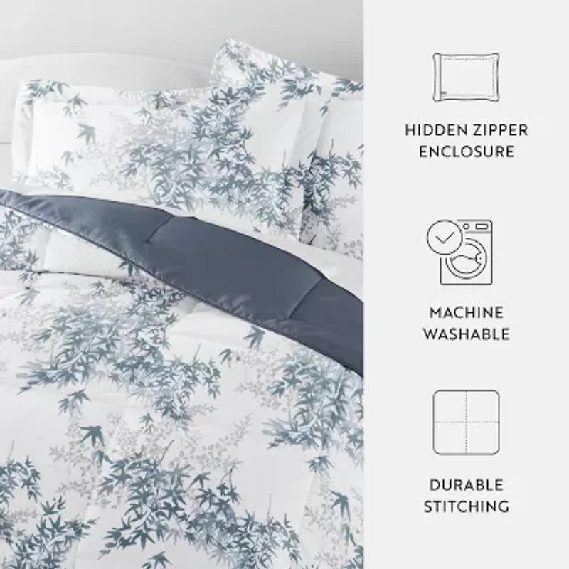 Casual Comfort Bamboo Leaves Midweight Down Alternative Comforter Set