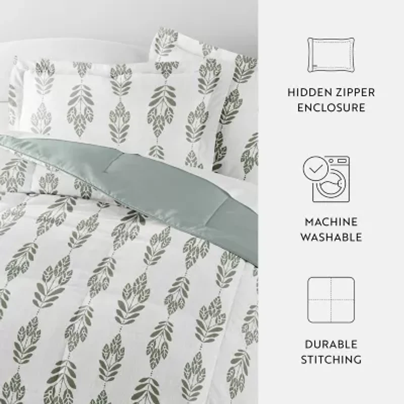 Casual Comfort Folk Leaves Midweight Down Alternative Comforter Set