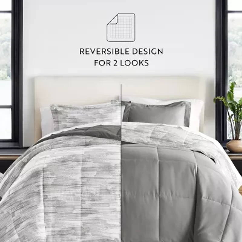 Casual Comfort Texture Stripe Midweight Down Alternative Comforter Set