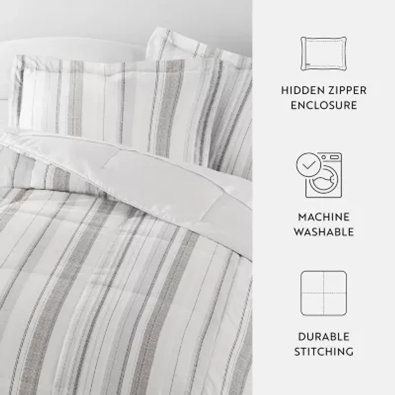 Casual Comfort Vertical Stripe Midweight Down Alternative Comforter Set