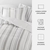 Casual Comfort Vertical Stripe Midweight Down Alternative Comforter Set