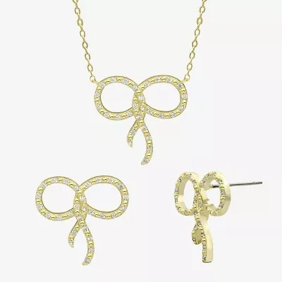Sparkle Allure Womens Cubic Zirconia 14K Gold Over Brass Bow 2-pc. Jewelry Set