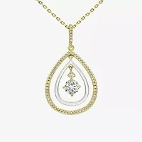 Sparkle Allure Orbital Womens Cubic Zirconia 14K Gold Over Brass Pure Silver Over Brass Pear Pendant Necklace