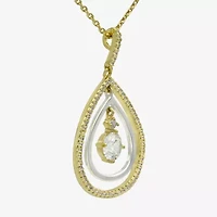 Sparkle Allure Orbital Womens Cubic Zirconia 14K Gold Over Brass Pure Silver Over Brass Pear Pendant Necklace