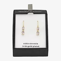 Sparkle Allure Womens Pink Cubic Zirconia 14K Gold Over Brass Oval Drop Earrings