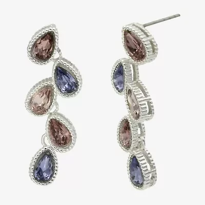 Sparkle Allure Cascade Womens Multi Color Cubic Zirconia Pure Silver Over Brass Pear Drop Earrings
