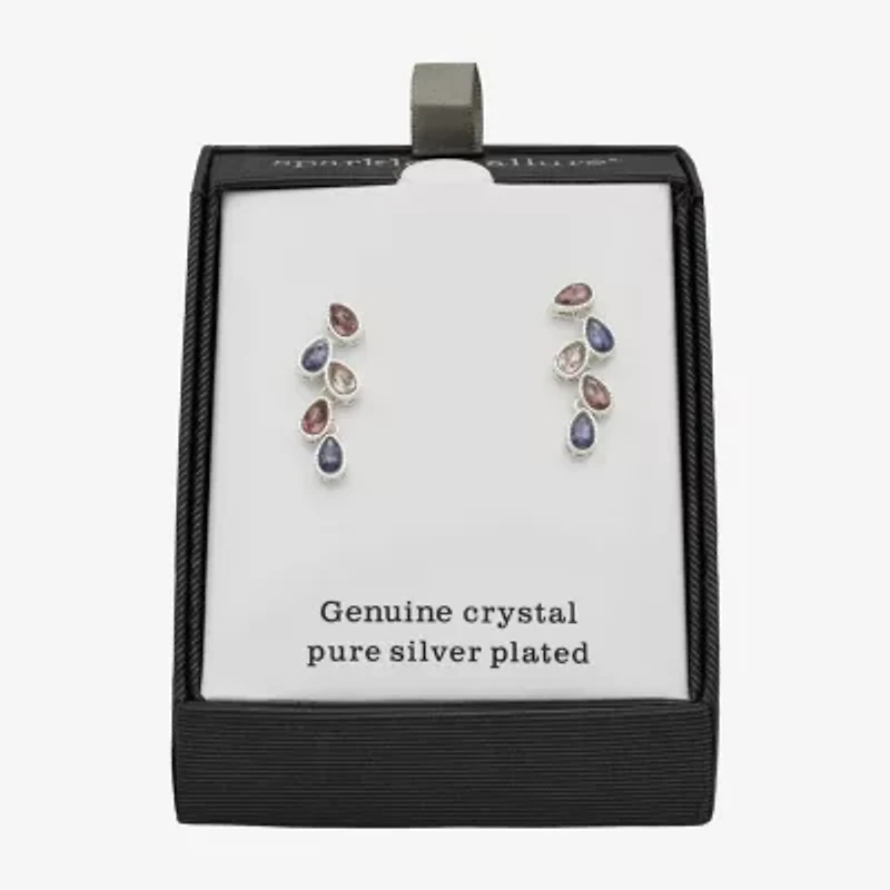 Sparkle Allure Cascade Womens Multi Color Cubic Zirconia Pure Silver Over Brass Pear Drop Earrings