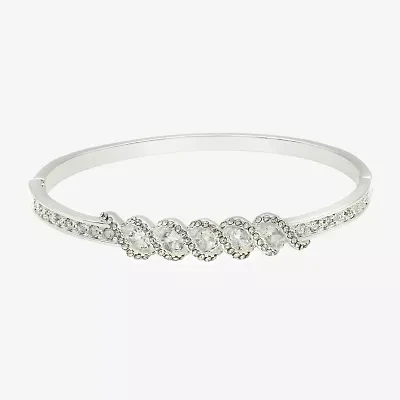 Sparkle Allure Womens Cubic Zirconia Pure Silver Over Brass Round Bangle Bracelet