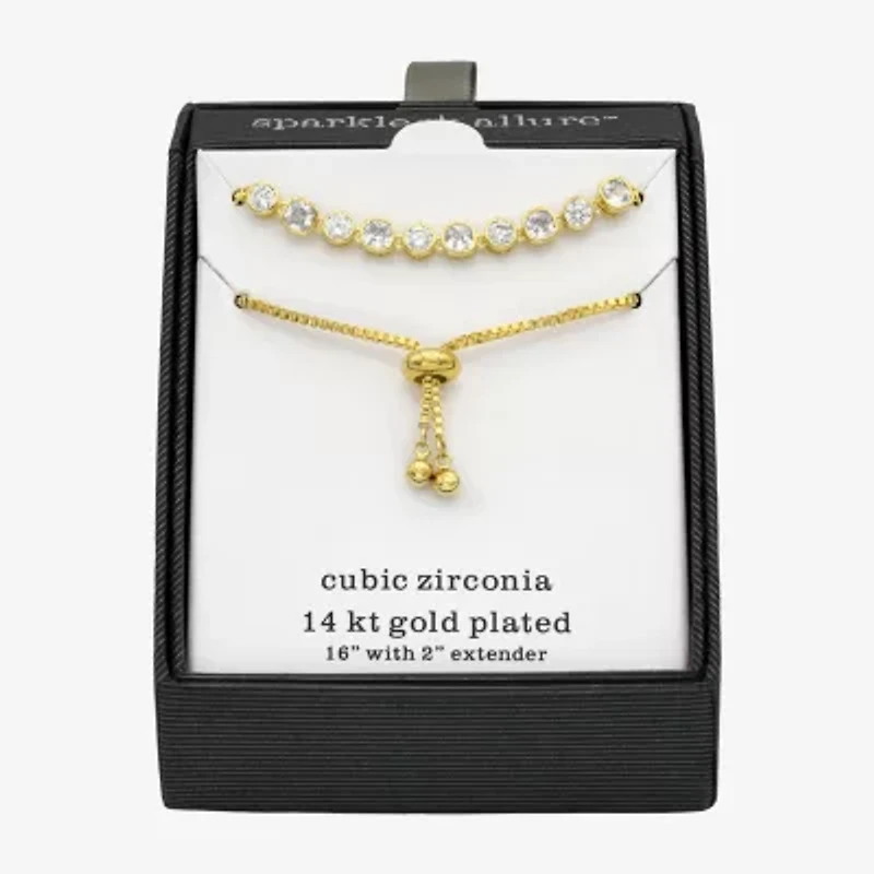 Sparkle Allure Womens Cubic Zirconia 14K Gold Over Brass Cushion 7.5 Inch Tennis Bracelet