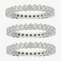 Sparkle Allure Womens Cubic Zirconia Pure Silver Over Brass Eternity Ring Set