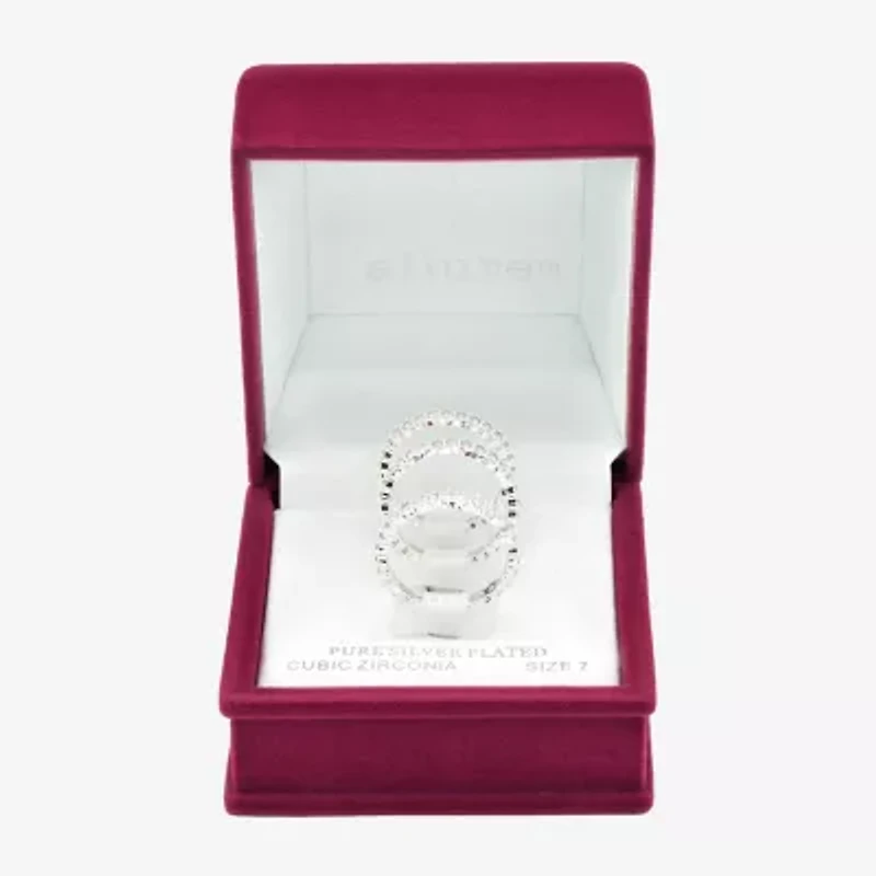 Sparkle Allure Womens Cubic Zirconia Pure Silver Over Brass Eternity Ring Set