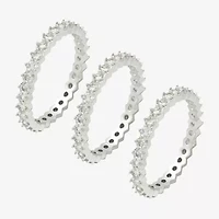 Sparkle Allure Womens Cubic Zirconia Pure Silver Over Brass Eternity Ring Set