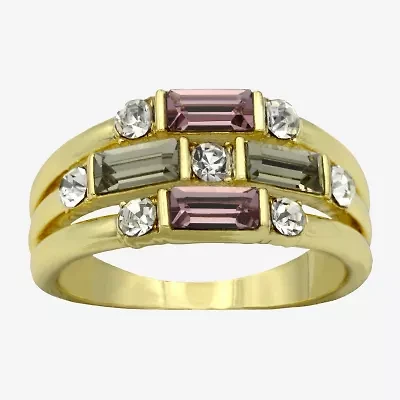 Sparkle Allure Faux Stacked Womens 2MM Multi Color Crystal 14K Gold Over Brass Band