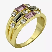 Sparkle Allure Faux Stacked Womens 2MM Multi Color Crystal 14K Gold Over Brass Band