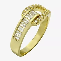 Sparkle Allure Buckle Womens 3MM Cubic Zirconia 14K Gold Over Brass Band