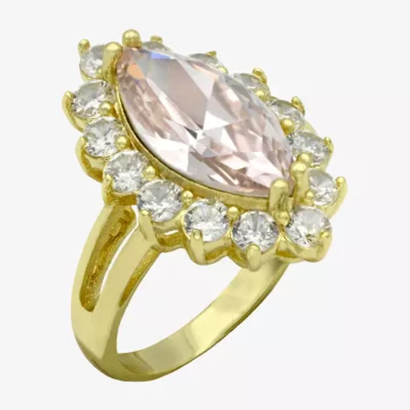 Sparkle Allure Womens Pink Cubic Zirconia 14K Gold Over Brass Marquise Halo Cocktail Ring