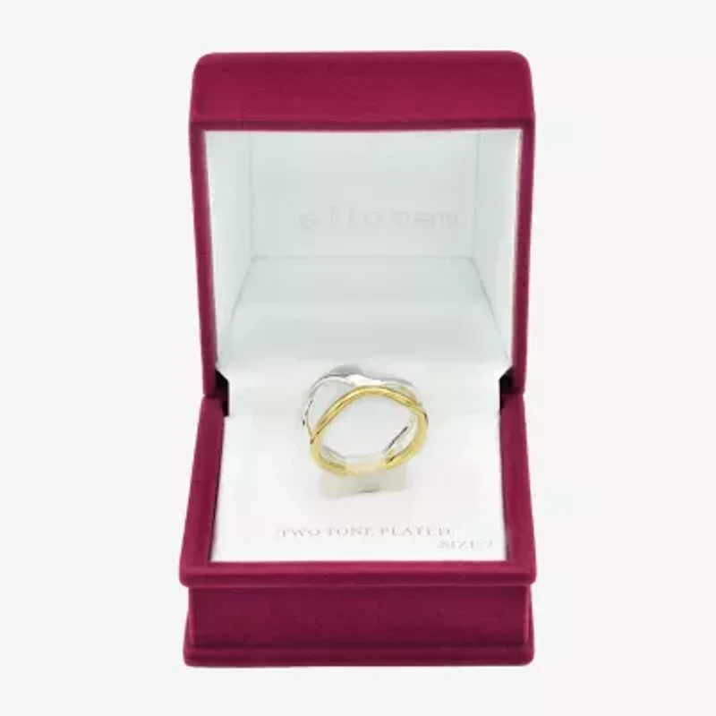 Sparkle Allure Irregular Womens 3.5MM 14K Gold Over Brass Pure Silver Crossover Band