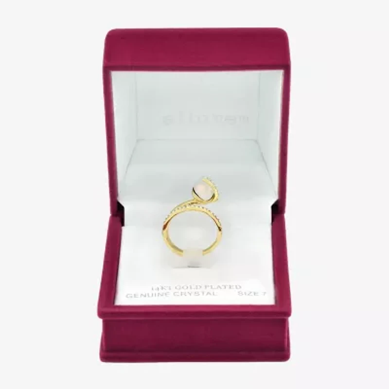 Sparkle Allure Wrap Womens White Crystal 14K Gold Over Brass Pear Bypass  Cocktail Ring