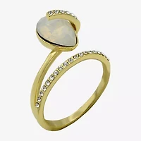 Sparkle Allure Wrap Womens White Crystal 14K Gold Over Brass Pear Bypass  Cocktail Ring