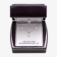 Womens White Cultured Freshwater Pearl 10K Gold 2-pc. Jewelry Set