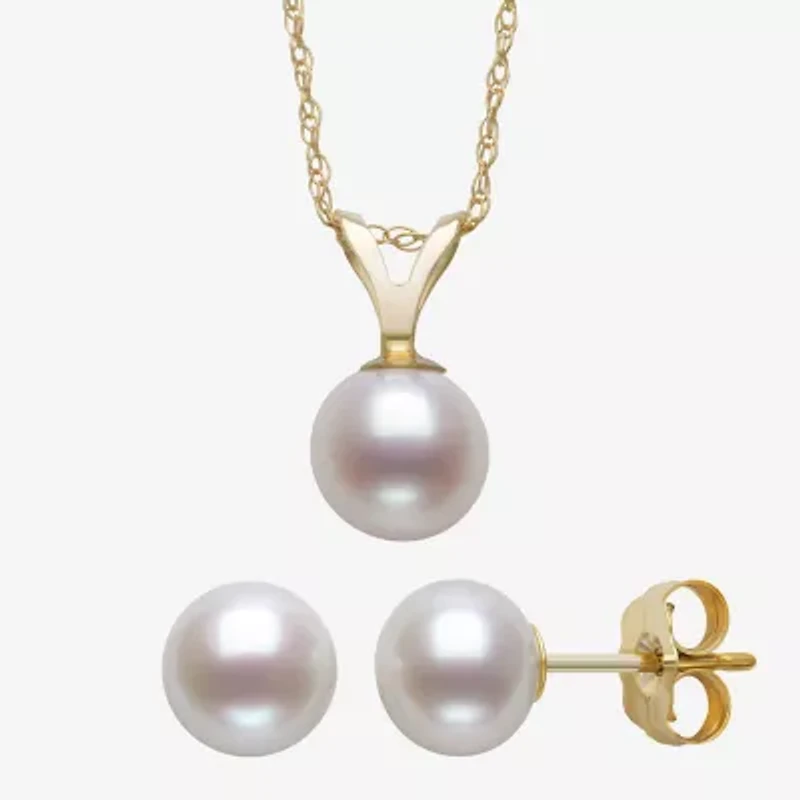 Womens White Cultured Freshwater Pearl 10K Gold 2-pc. Jewelry Set