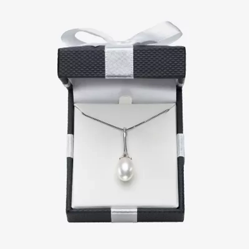 Womens White Cultured Freshwater Pearl Sterling Silver 18 Inch Pendant Necklace