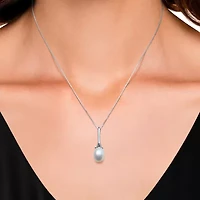 Womens White Cultured Freshwater Pearl Sterling Silver 18 Inch Pendant Necklace