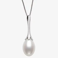 Womens White Cultured Freshwater Pearl Sterling Silver 18 Inch Pendant Necklace