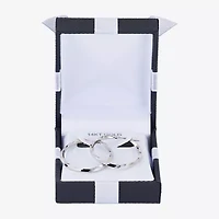 Womens 14K White Gold 30mm Round Hoop Earrings