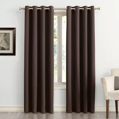 Sun Zero Saxon Grommet Top Energy Saving Blackout Single Curtain Panel