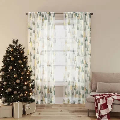No 918 Balsam Rod Pocket Embellished Sheer Single Curtain Panel