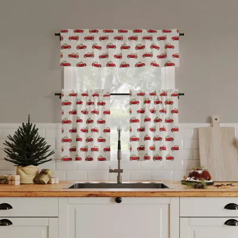 No 918 Christmas Truck Rod Pocket Tailored Valance