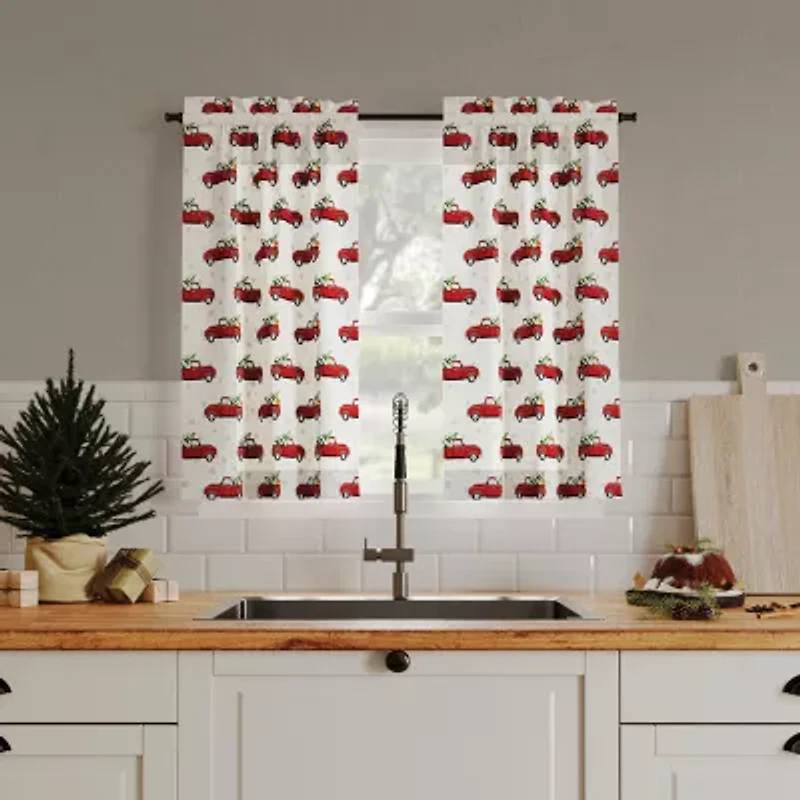 No 918 Christmas Truck Rod Pocket Tailored Valance