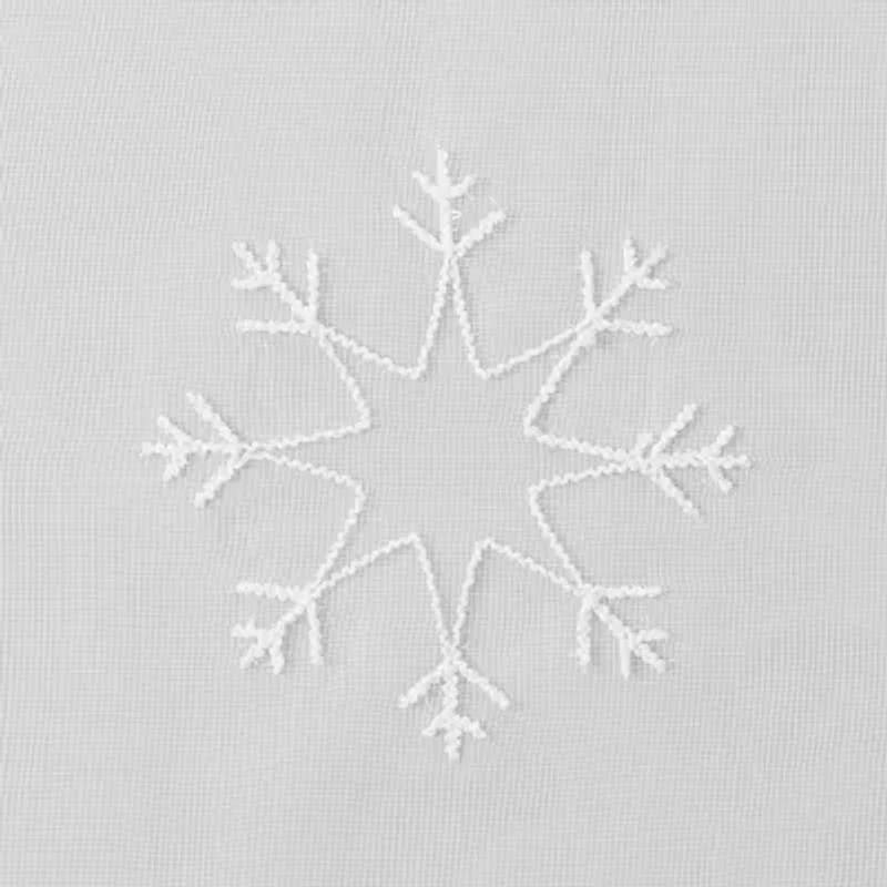 No 918 Holiday Snowflake Rod Pocket Embroidered Sheer Single Curtain Panel