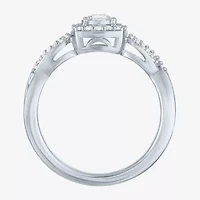 Womens 1/3 CT. T.W. Lab Grown White Diamond Sterling Silver Crossover Engagement Ring