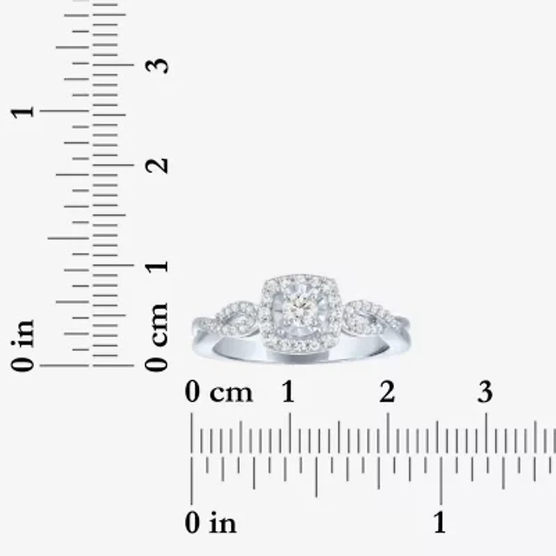 Womens 1/3 CT. T.W. Lab Grown White Diamond Sterling Silver Crossover Engagement Ring