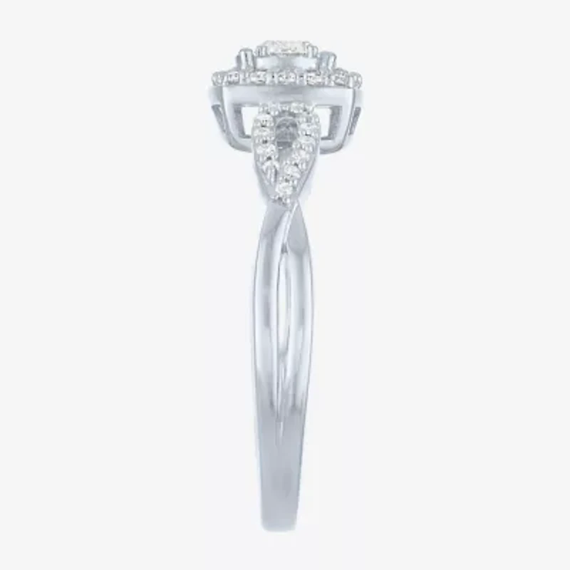 Womens 1/3 CT. T.W. Lab Grown White Diamond Sterling Silver Crossover Engagement Ring