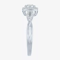 Womens 1/3 CT. T.W. Lab Grown White Diamond Sterling Silver Crossover Engagement Ring