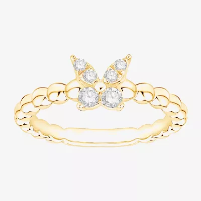 Butterfly (Vs2, F) Womens 1/6 CT. T.W. Lab Grown White Diamond 14K Gold Over Silver Cocktail Ring