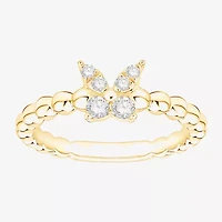 Butterfly (Vs2, F) Womens 1/6 CT. T.W. Lab Grown White Diamond 14K Gold Over Silver Cocktail Ring