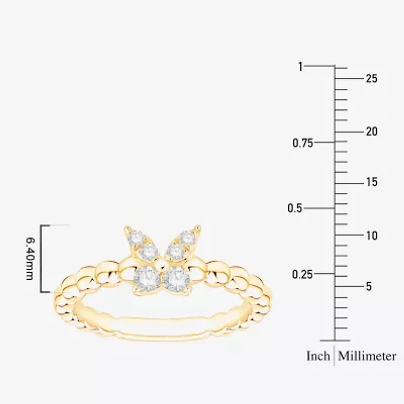 Butterfly (Vs2, F) Womens 1/6 CT. T.W. Lab Grown White Diamond 14K Gold Over Silver Cocktail Ring