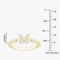 Butterfly (Vs2, F) Womens 1/6 CT. T.W. Lab Grown White Diamond 14K Gold Over Silver Cocktail Ring